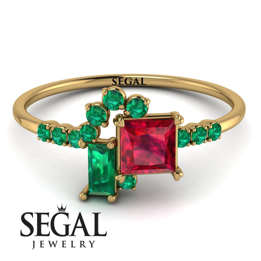 Princess Cut Mix Ruby Ring - Mya No. 25