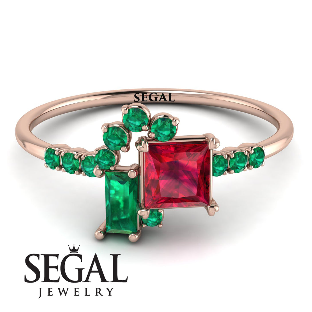 Princess Cut Mix Ruby Ring - Mya No. 26