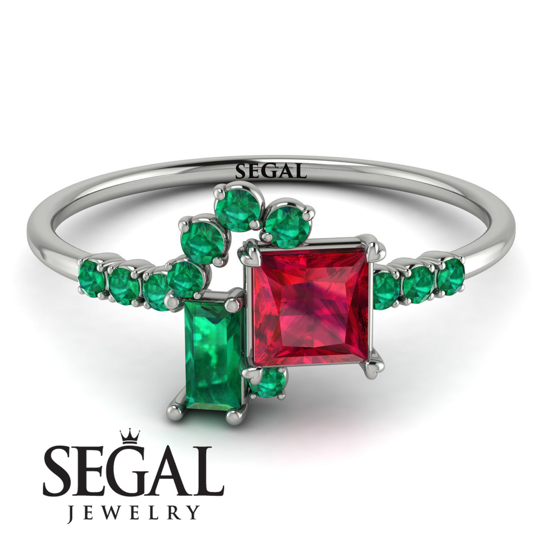 Princess Cut Mix Ruby Ring - Mya No. 27