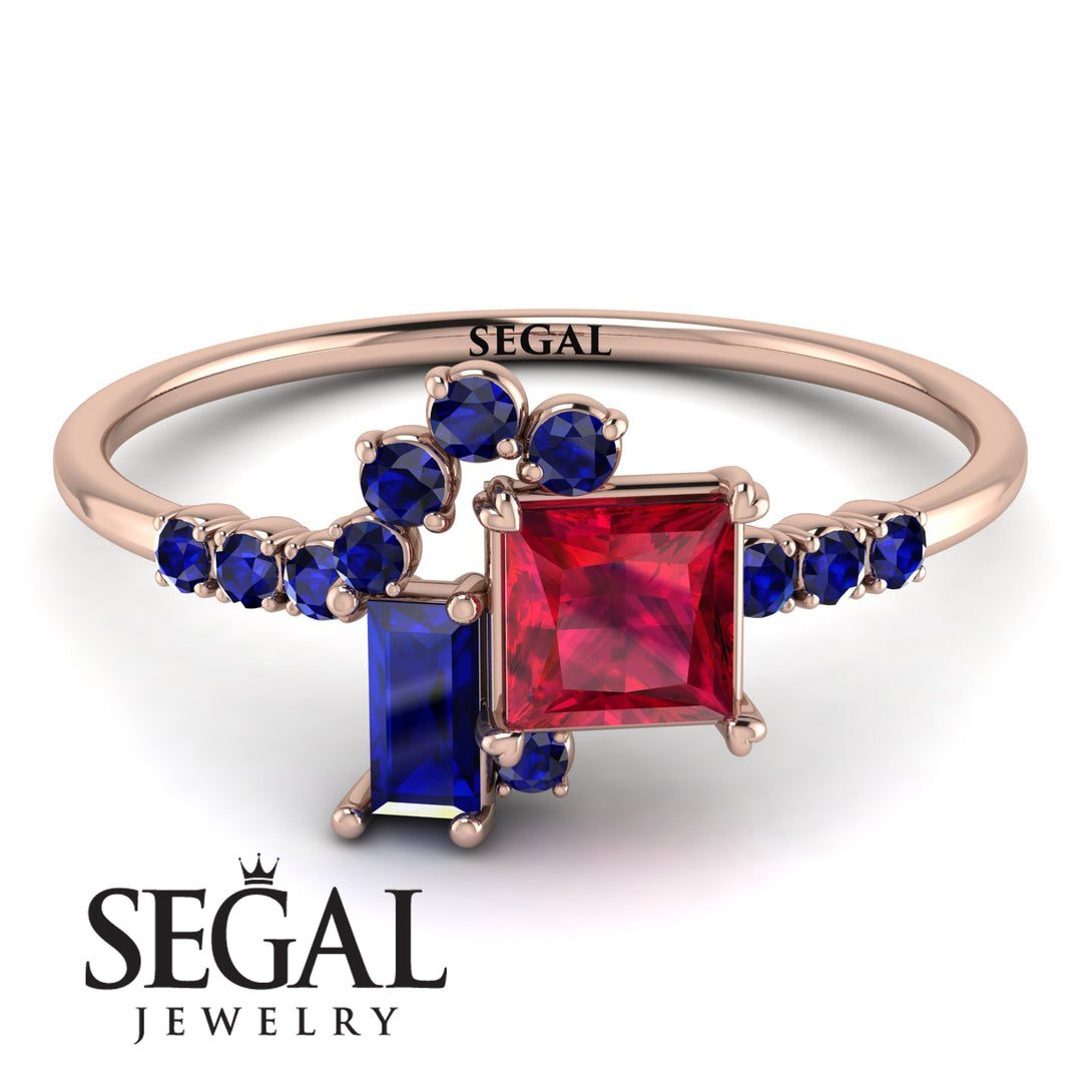 Princess Cut Mix Ruby Ring - Mya No. 71