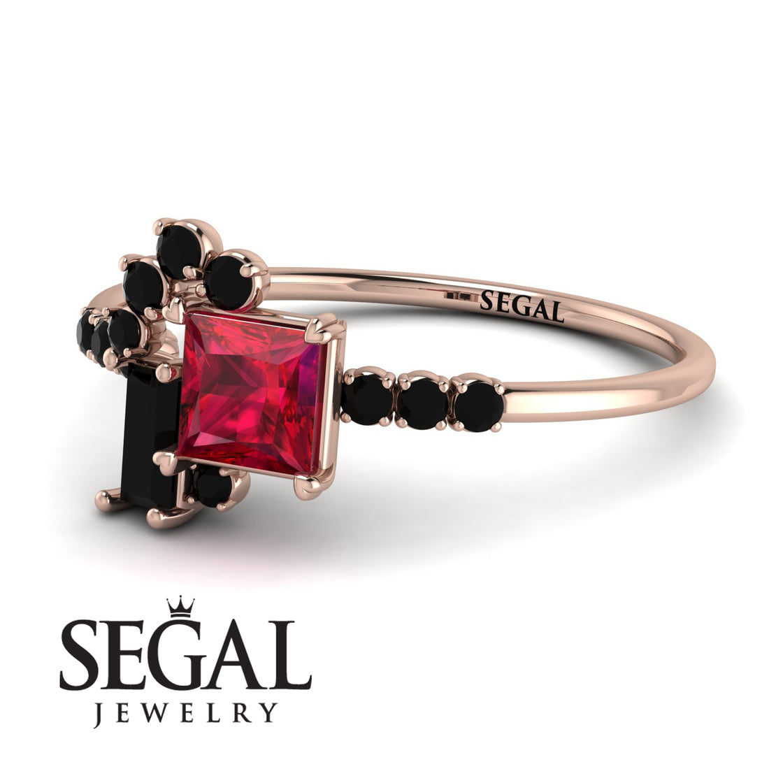 Princess Cut Mix Ruby Ring - Mya No. 41