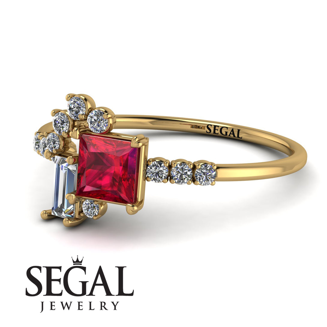 Princess Cut Mix Ruby Ring - Mya No. 10