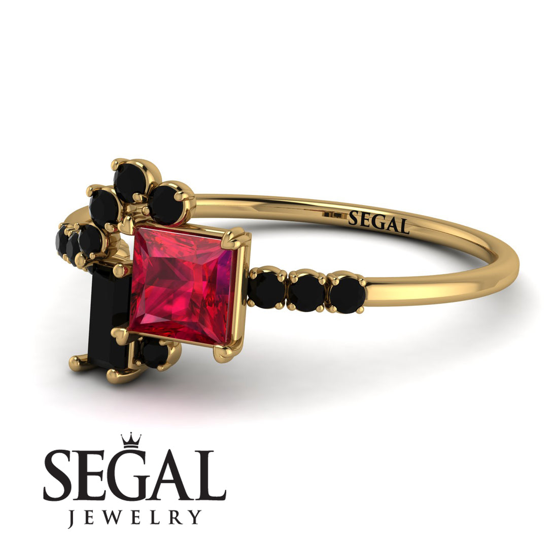 Princess Cut Mix Ruby Ring - Mya No. 40