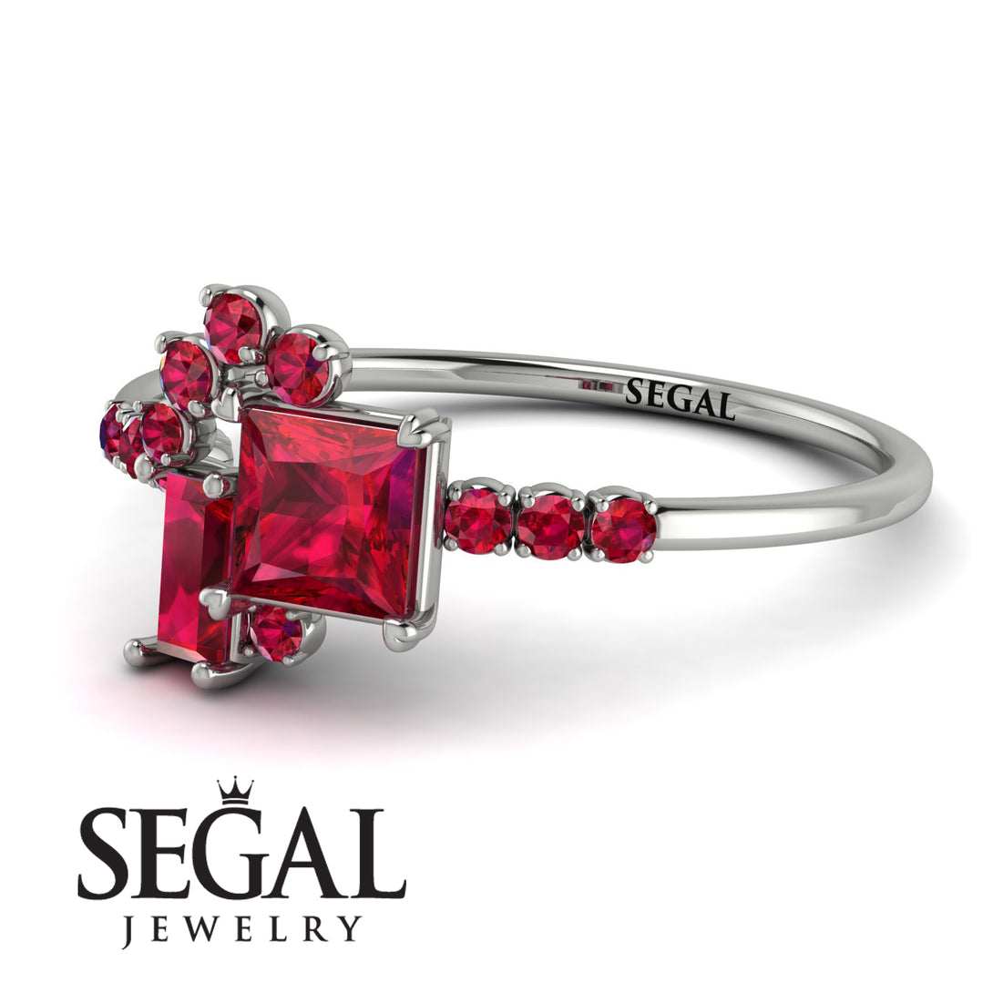 Princess Cut Mix Ruby Ring - Mya No. 57