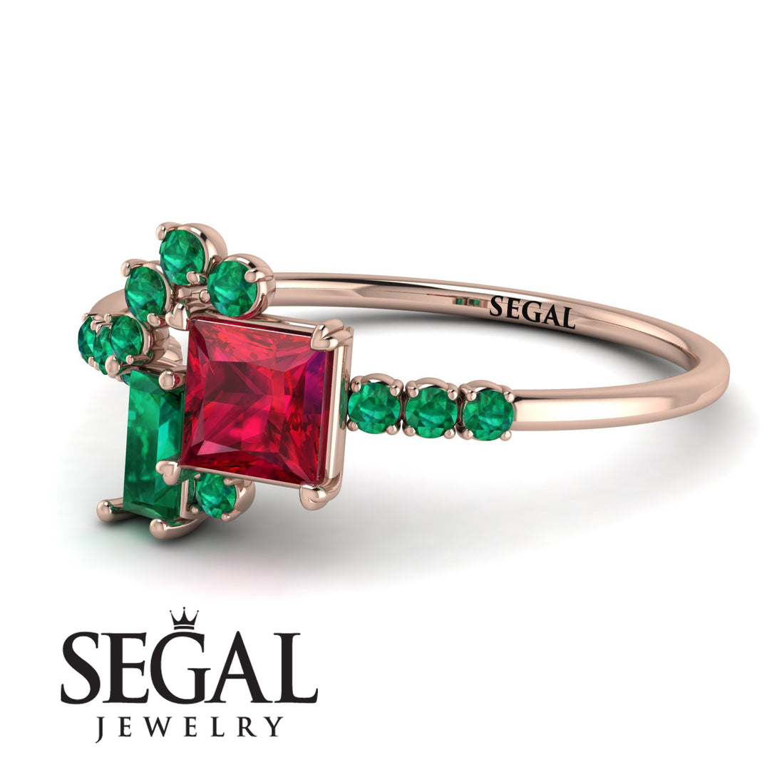 Princess Cut Mix Ruby Ring - Mya No. 26