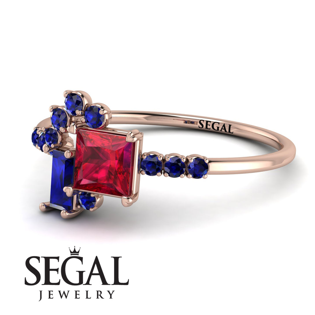 Princess Cut Mix Ruby Ring - Mya No. 71