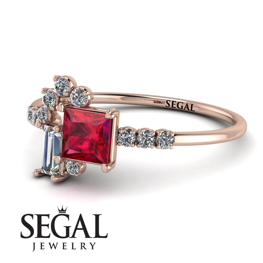 Princess Cut Mix Ruby Ring - Mya No. 11