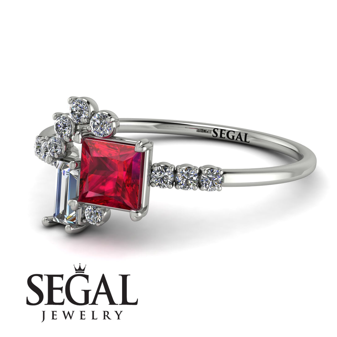 Princess Cut Mix Ruby Ring - Mya No. 12