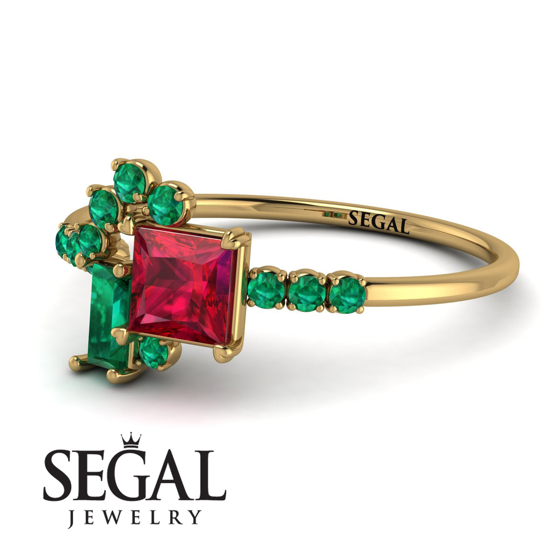Princess Cut Mix Ruby Ring - Mya No. 25