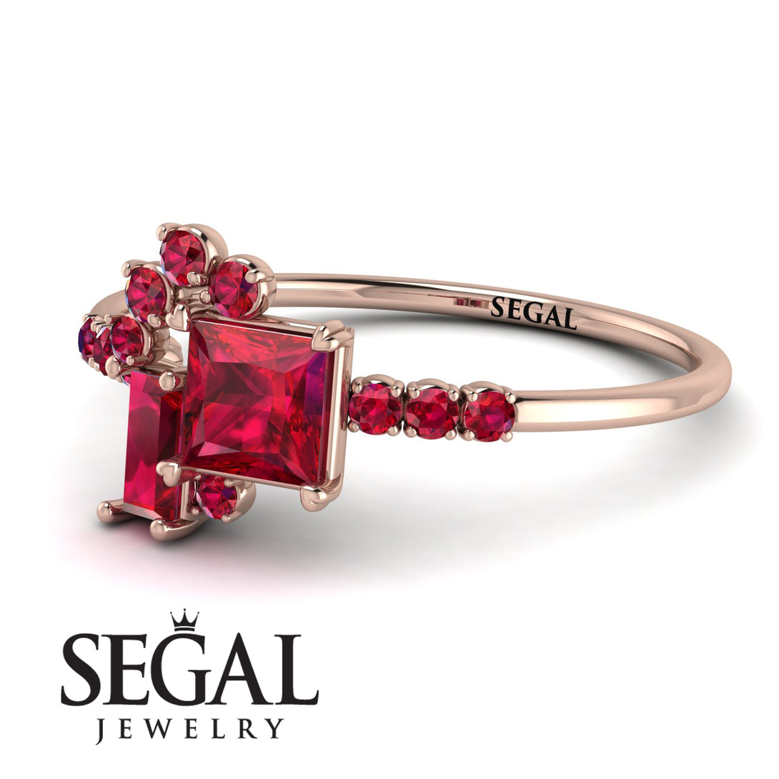 Princess Cut Mix Ruby Ring - Mya No. 56