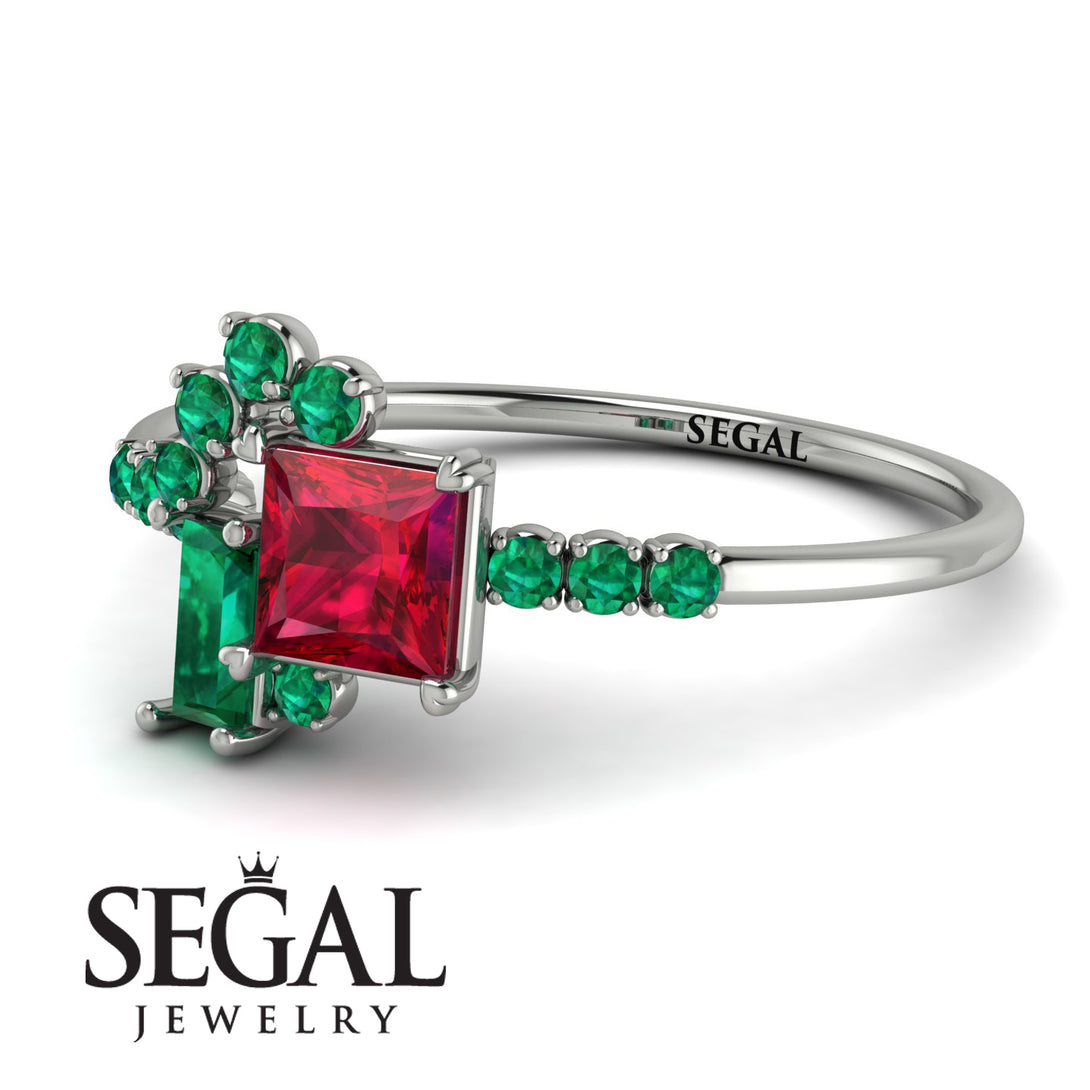 Princess Cut Mix Ruby Ring - Mya No. 27