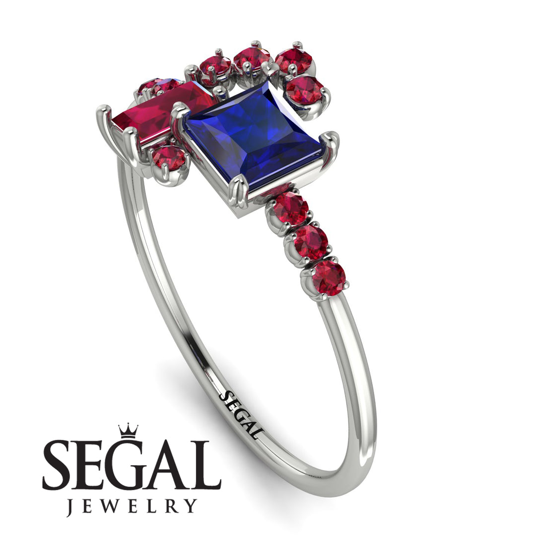 Princess Cut Mix Sapphire Ring - Mya No. 60