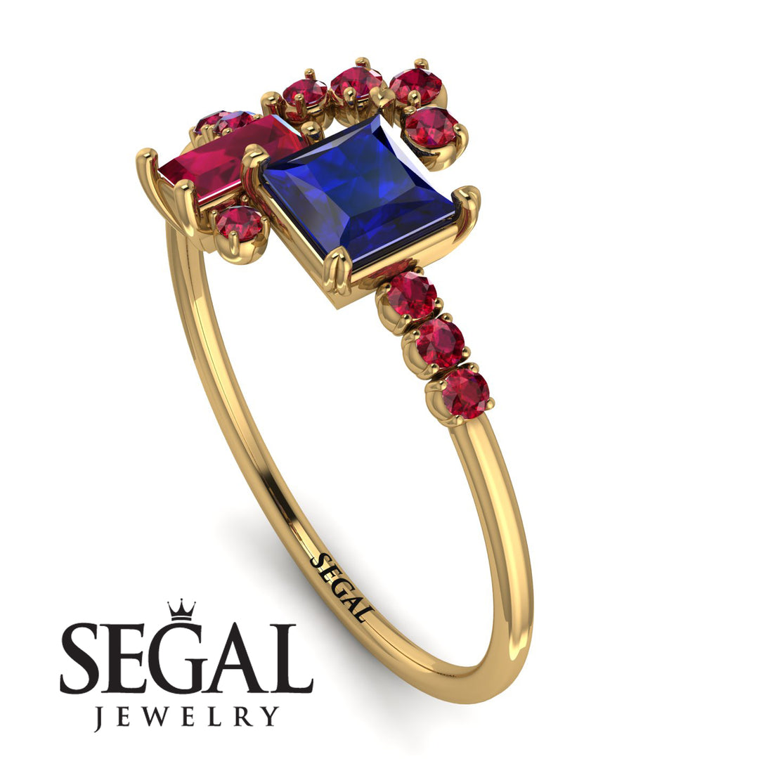 Princess Cut Mix Sapphire Ring - Mya No. 58