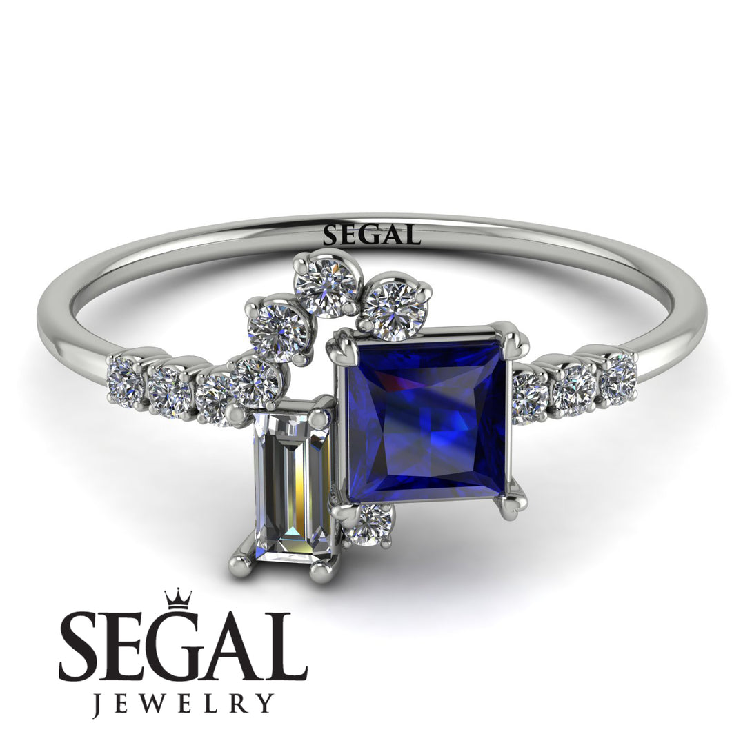 Princess Cut Mix Sapphire Ring - Mya No. 15