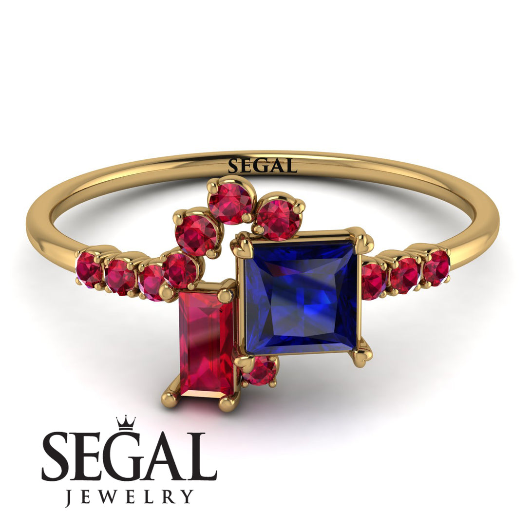 Princess Cut Mix Sapphire Ring - Mya No. 58