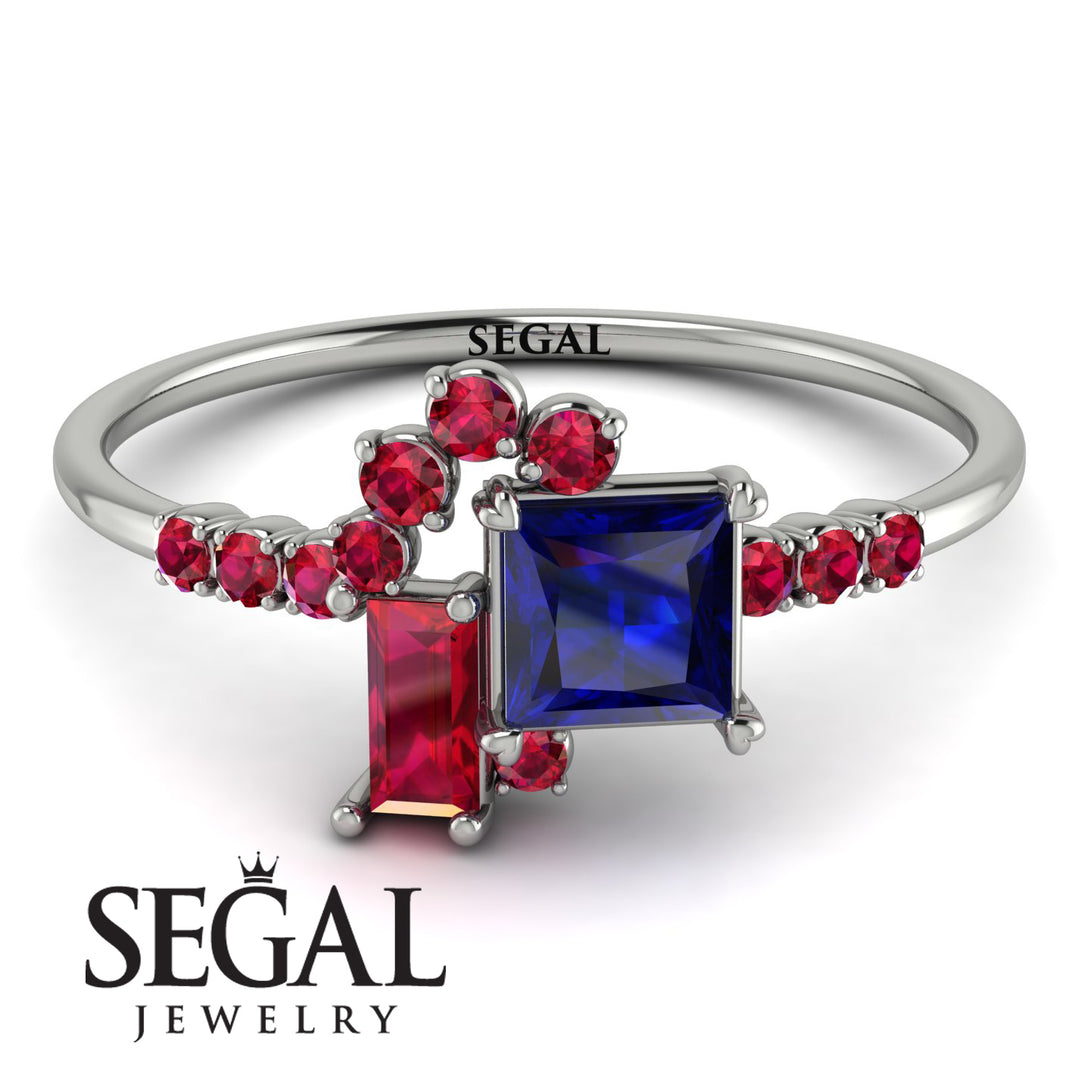 Princess Cut Mix Sapphire Ring - Mya No. 60