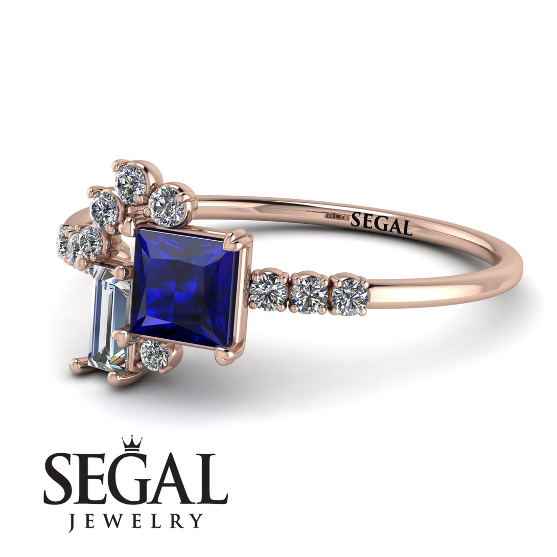 Princess Cut Mix Sapphire Ring - Mya No. 14