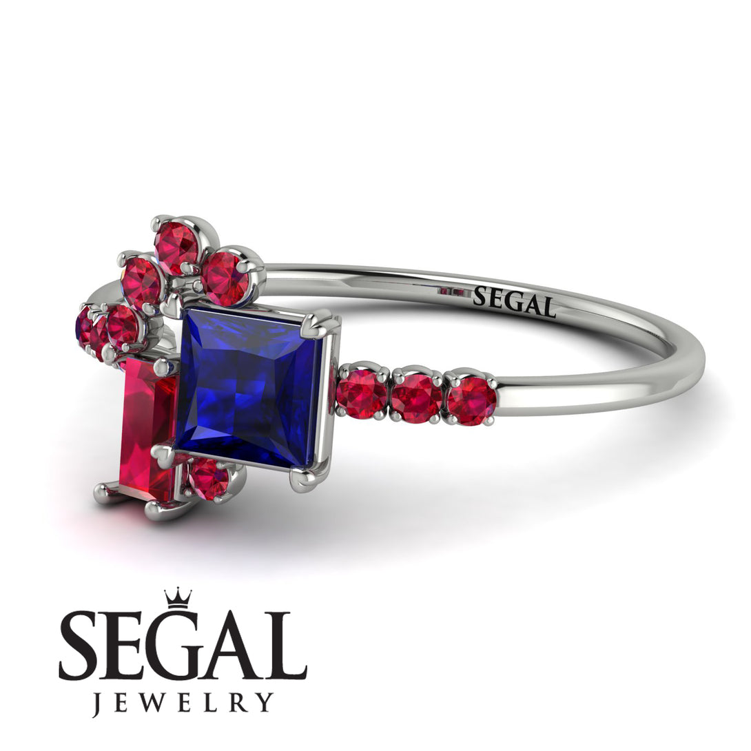 Princess Cut Mix Sapphire Ring - Mya No. 60
