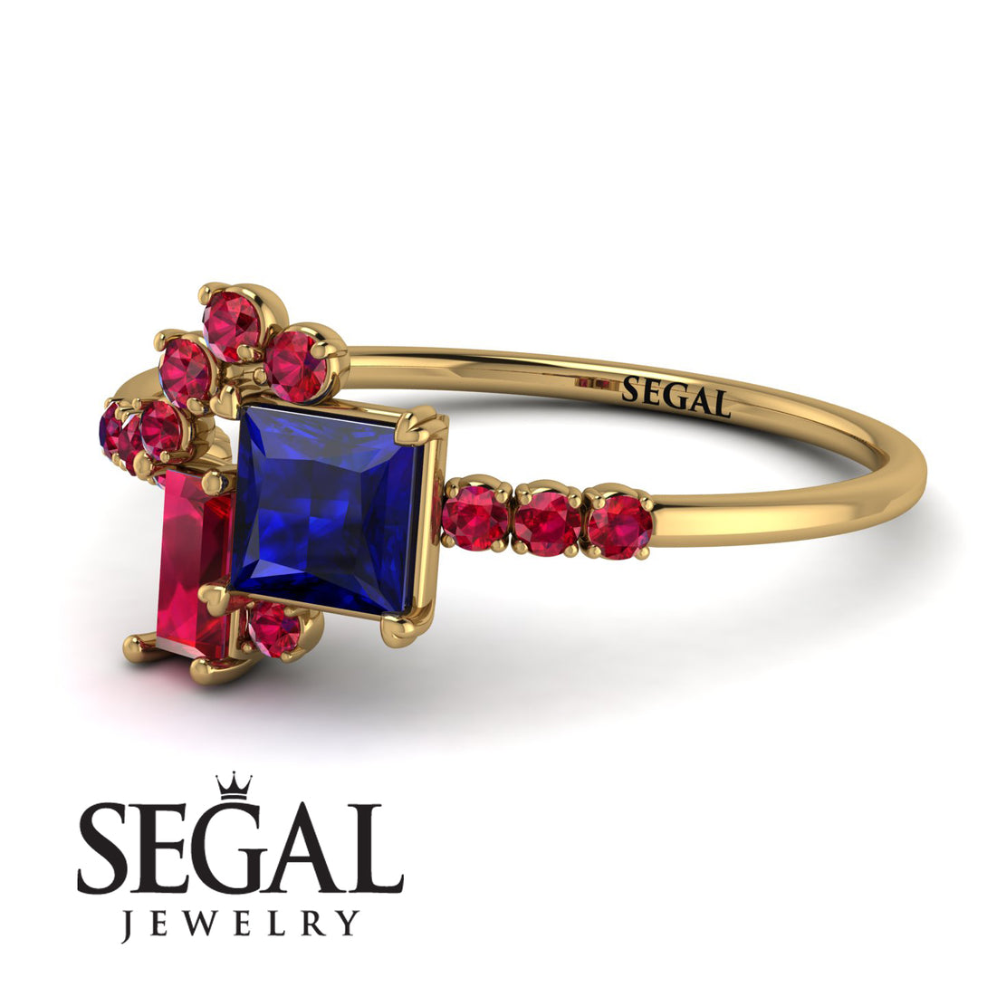 Princess Cut Mix Sapphire Ring - Mya No. 58