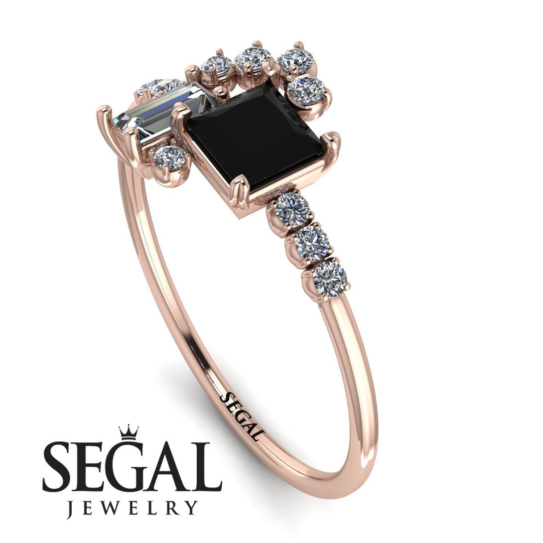 Princess Cut Mix Black Diamond Ring - Mya No. 8