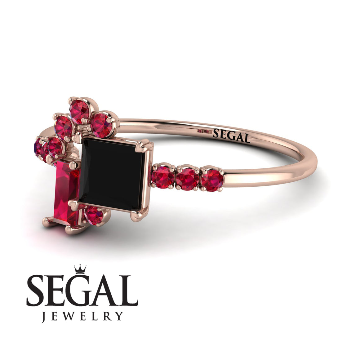 Princess Cut Mix Black Diamond Ring - Mya No. 53