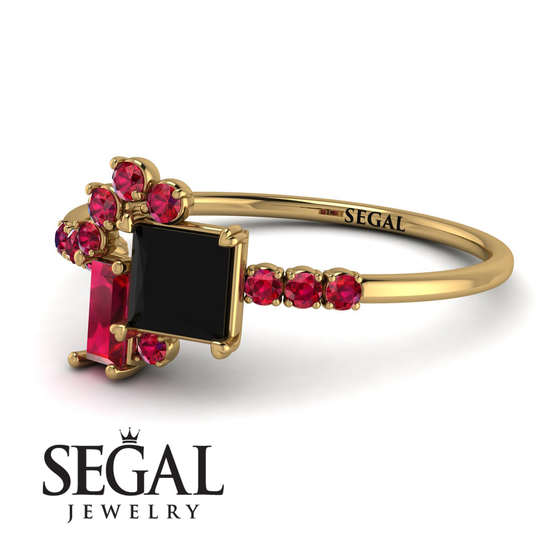 Princess Cut Mix Black Diamond Ring - Mya No. 52