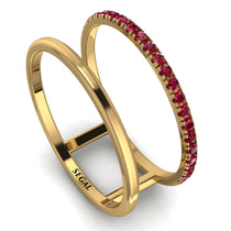 Thin Double Ruby Band Ring - Morgan No. 10 image 1
