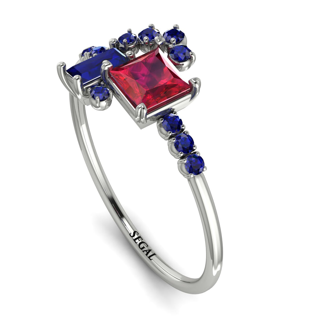 Princess Cut Mix Ruby Ring - Mya No. 72