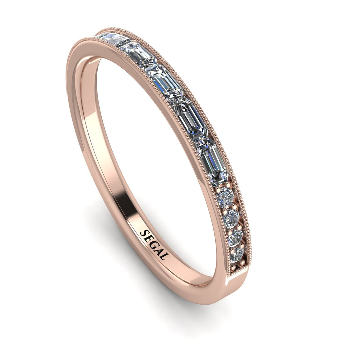 Emerald Cut Diamond Milgrain Eternity Ring - Teagan No. 2