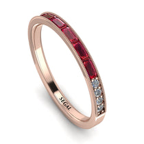 Emerald Cut Ruby Milgrain Eternity Ring - Teagan No. 11 image 1