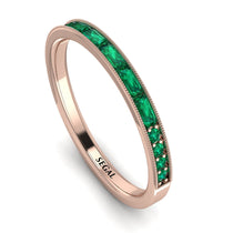Emerald Cut Emerald Milgrain Eternity Ring - Teagan No. 20 image 1