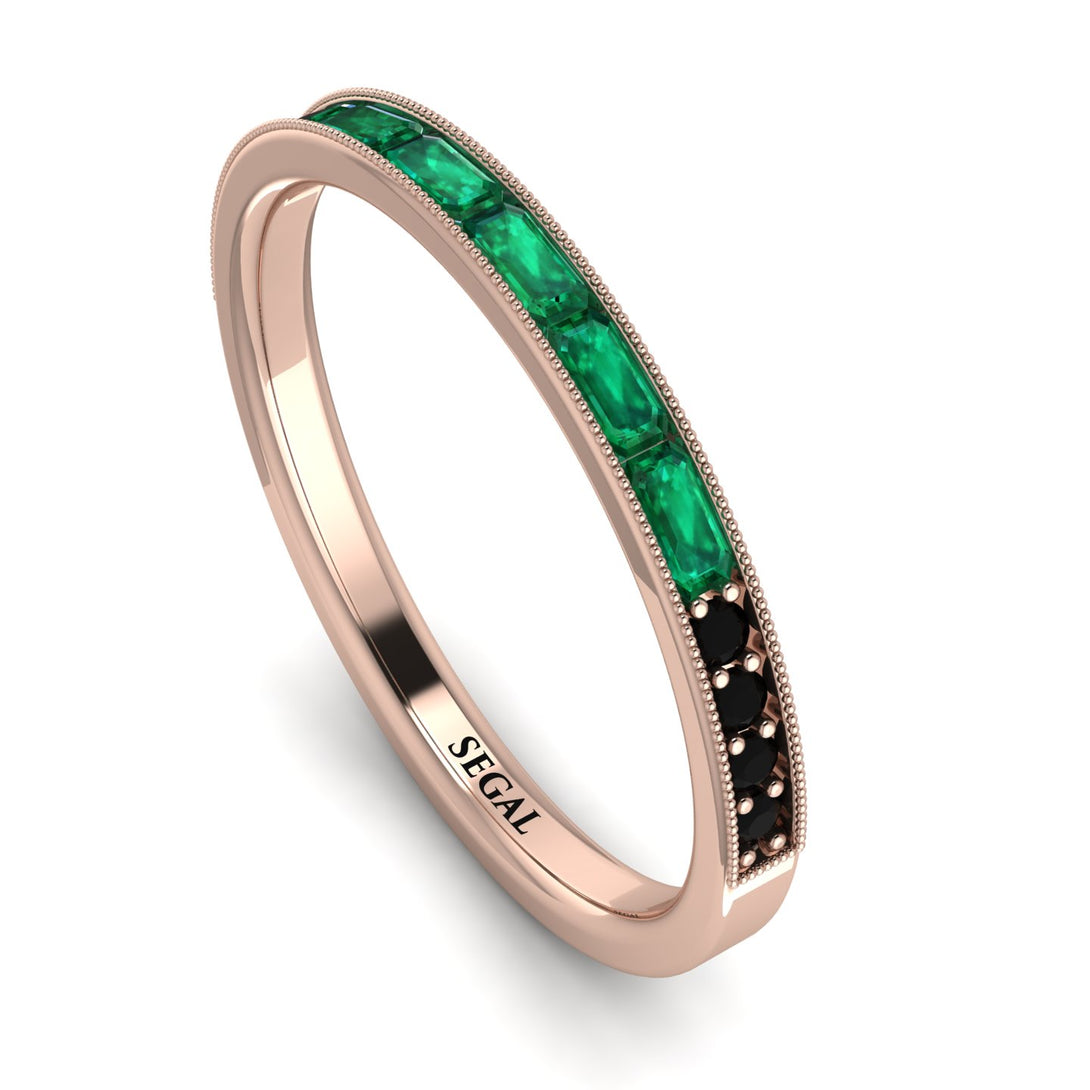 Emerald Cut Emerald Milgrain Eternity Ring - Teagan No. 35