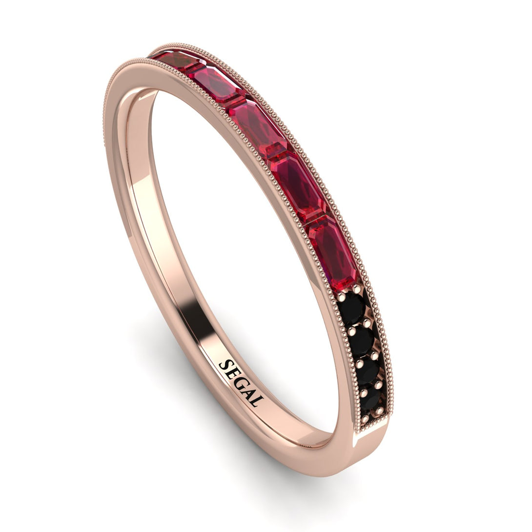 Emerald Cut Ruby Milgrain Eternity Ring - Teagan No. 41