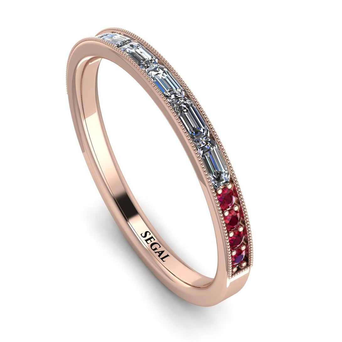 Emerald Cut Diamond Milgrain Eternity Ring - Teagan No. 47