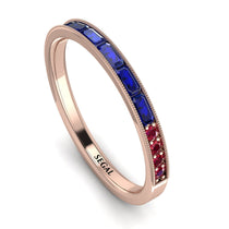 Emerald Cut Sapphire Milgrain Eternity Ring - Teagan No. 59 image 1