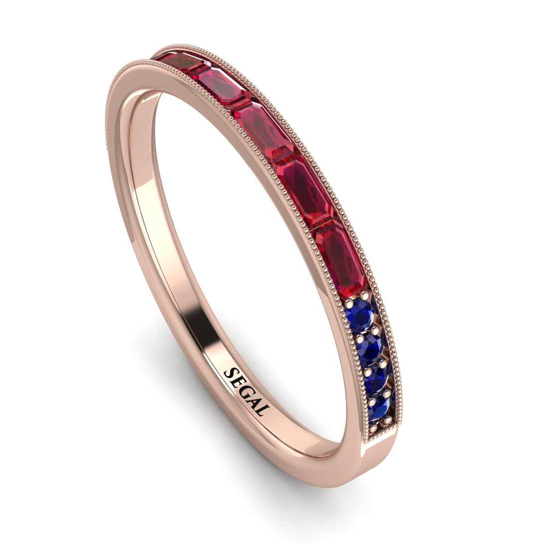 Emerald Cut Ruby Milgrain Eternity Ring - Teagan No. 71