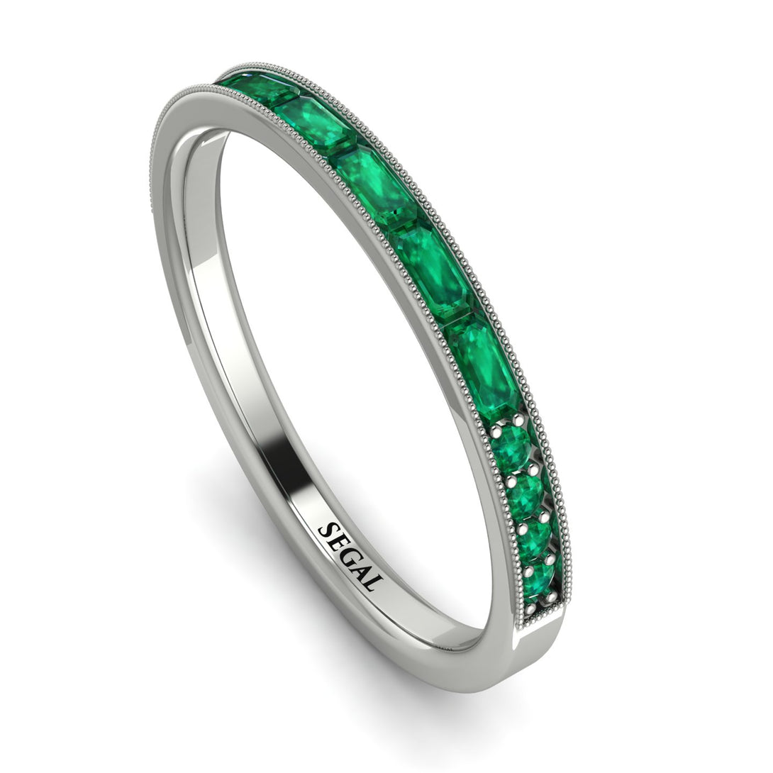 Emerald Cut Emerald Milgrain Eternity Ring - Teagan No. 21