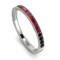 Emerald Cut Ruby Milgrain Eternity Ring - Teagan No. 42 image 1
