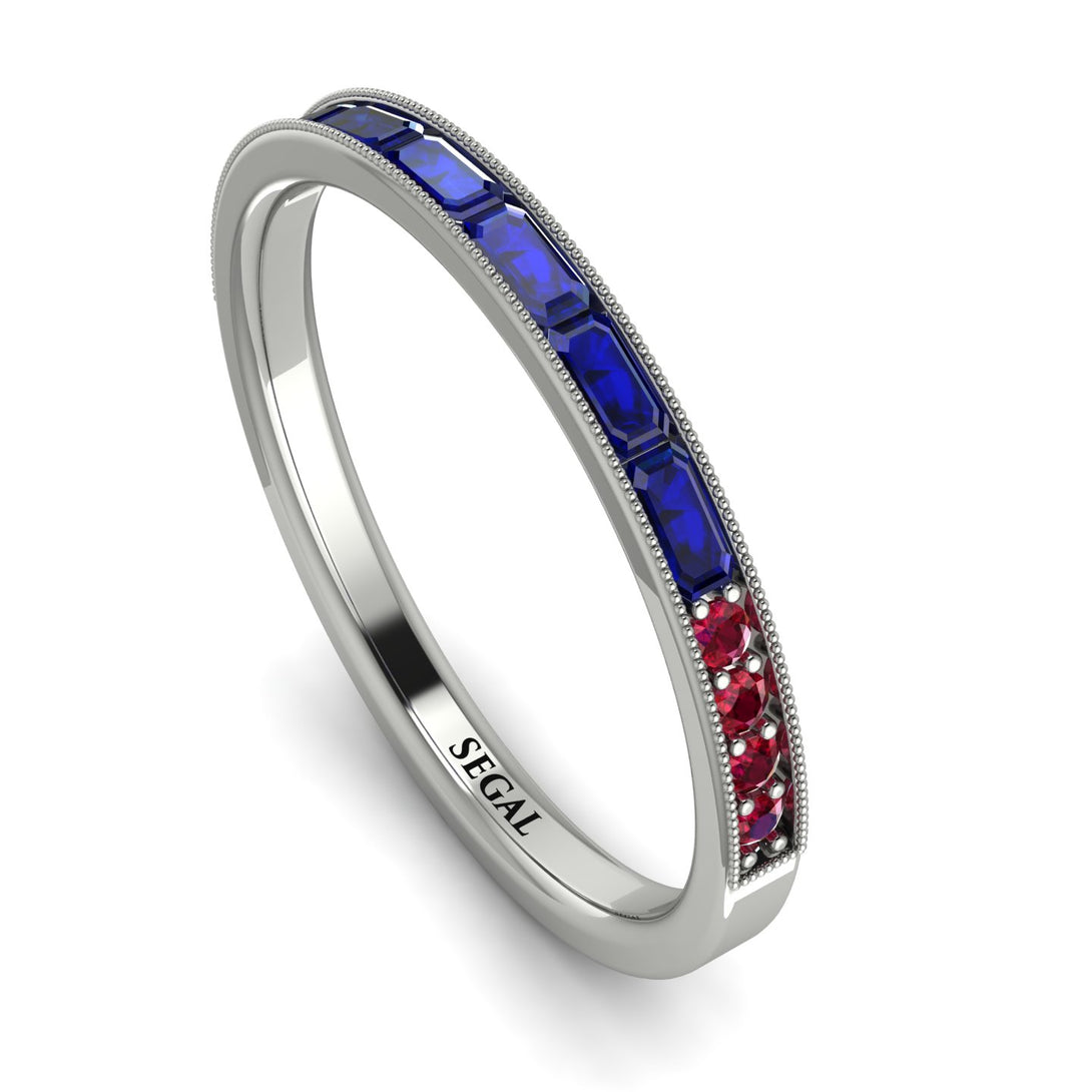 Emerald Cut Sapphire Milgrain Eternity Ring - Teagan No. 60