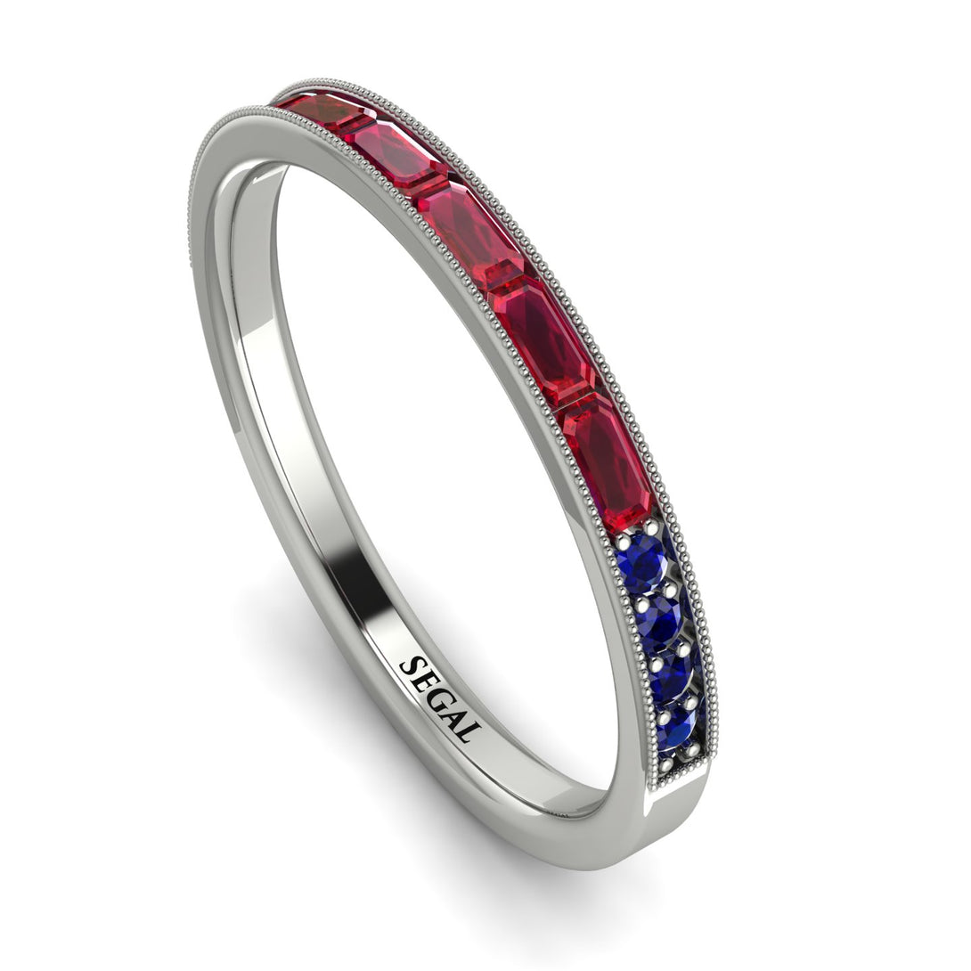 Emerald Cut Ruby Milgrain Eternity Ring - Teagan No. 72
