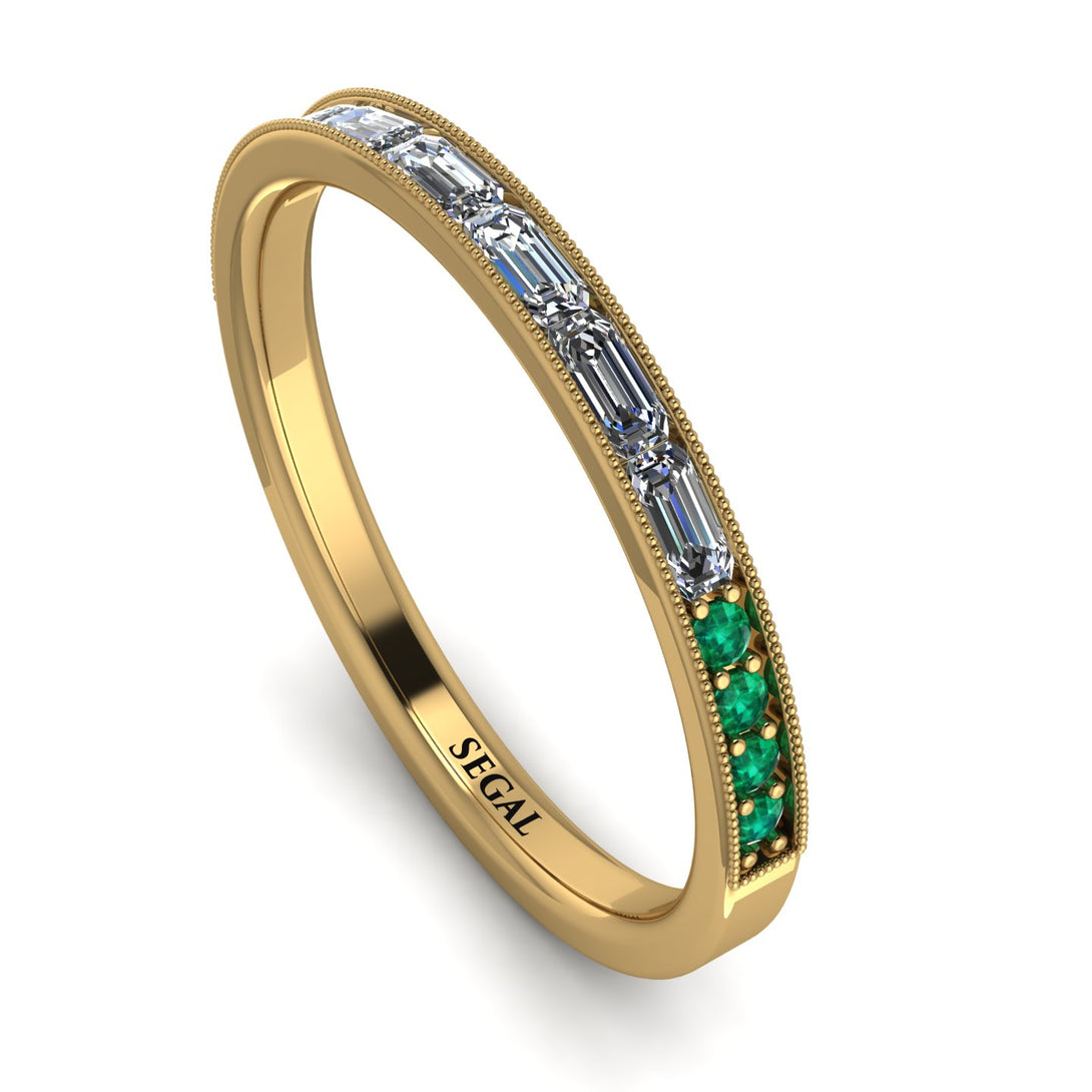 Emerald Cut Diamond Milgrain Eternity Ring - Teagan No. 16