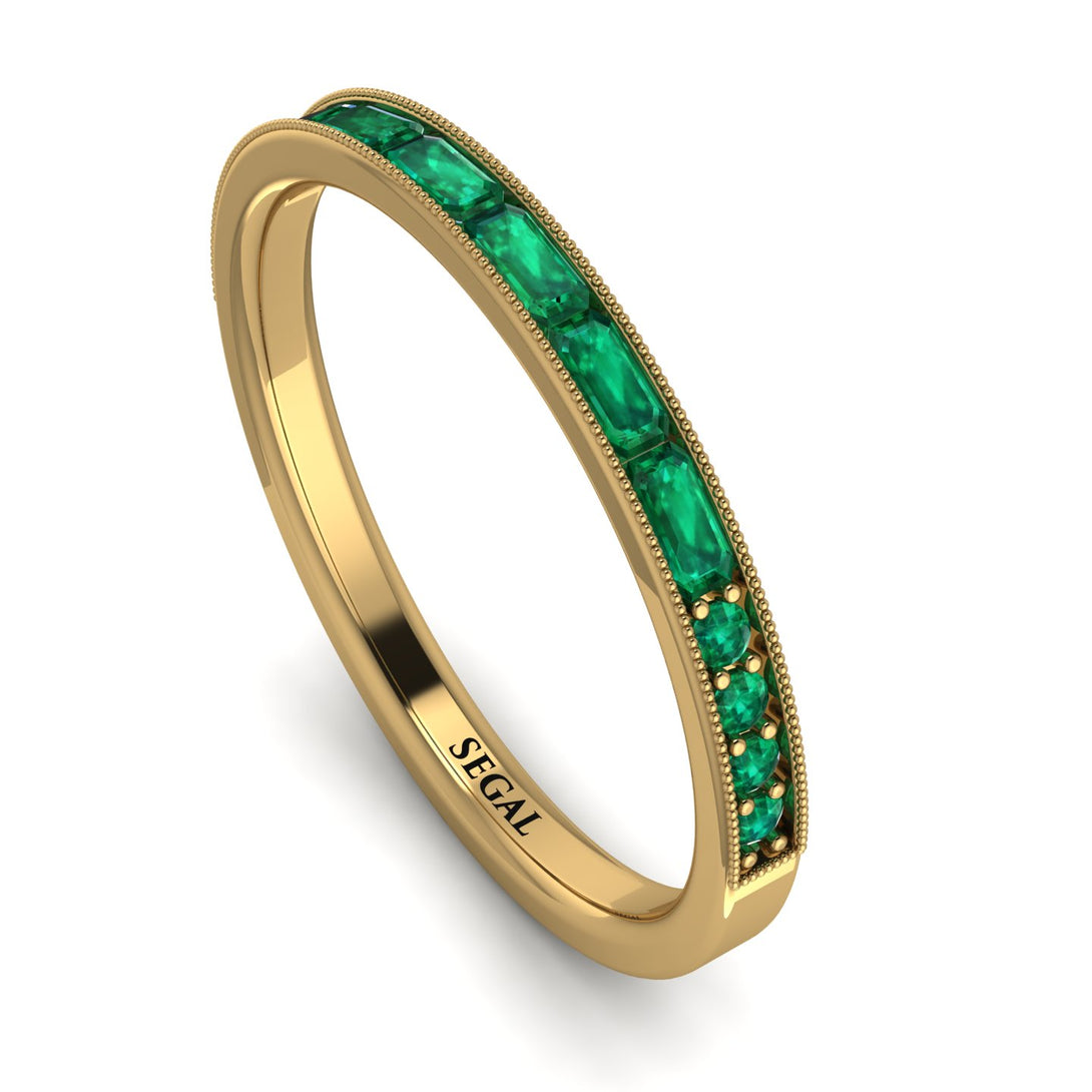 Emerald Cut Emerald Milgrain Eternity Ring - Teagan No. 19