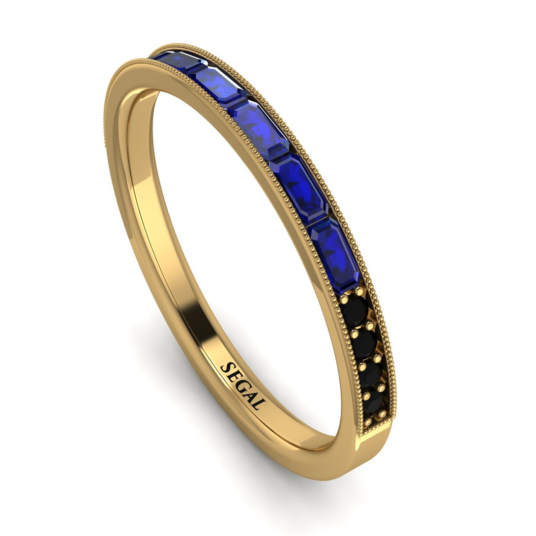 Emerald Cut Sapphire Milgrain Eternity Ring - Teagan No. 43
