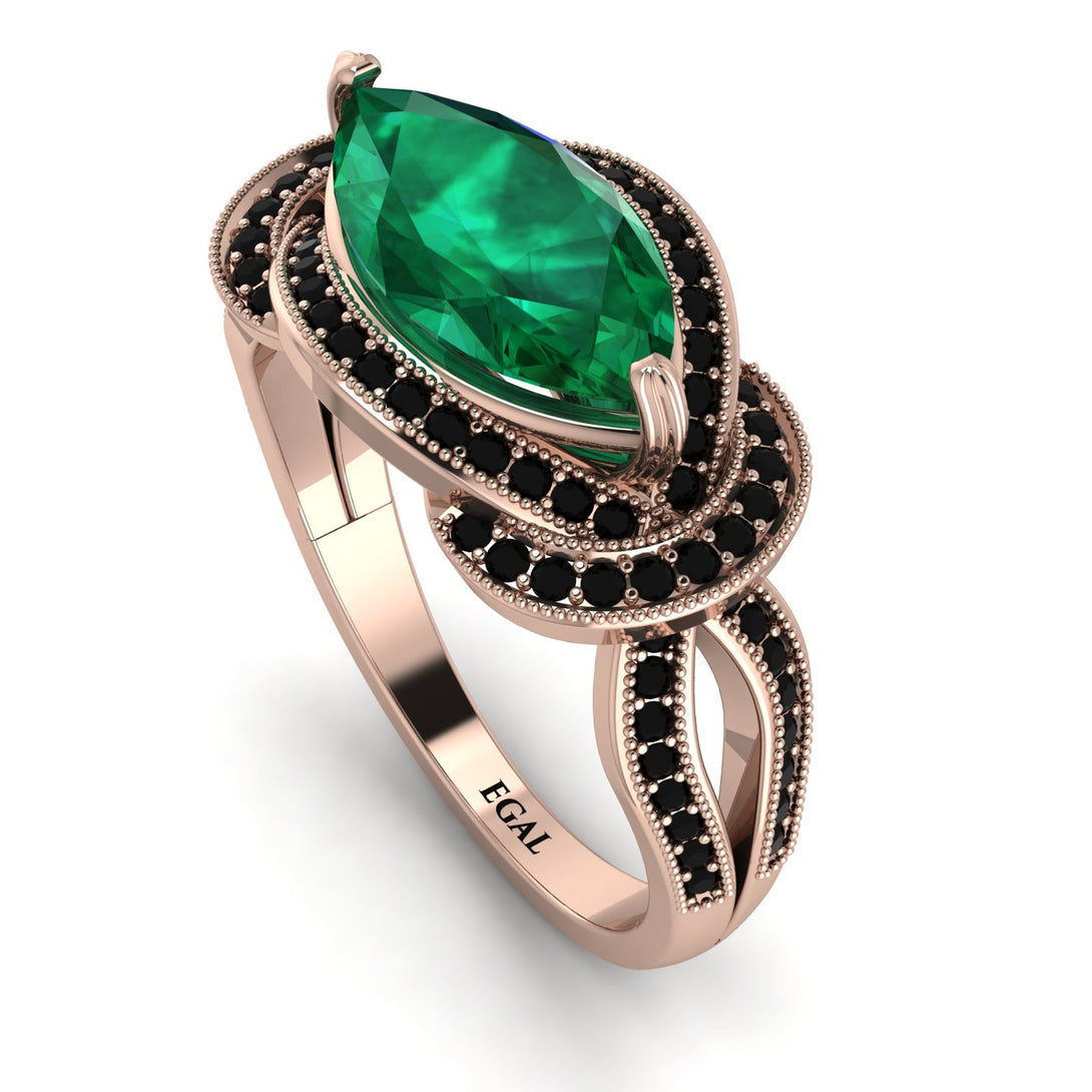Milgrain Marquise Emerald Engagement Ring - Marley No. 35