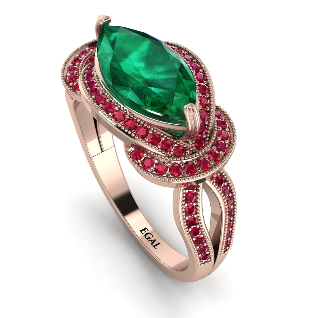 Milgrain Marquise Emerald Engagement Ring - Marley No. 50