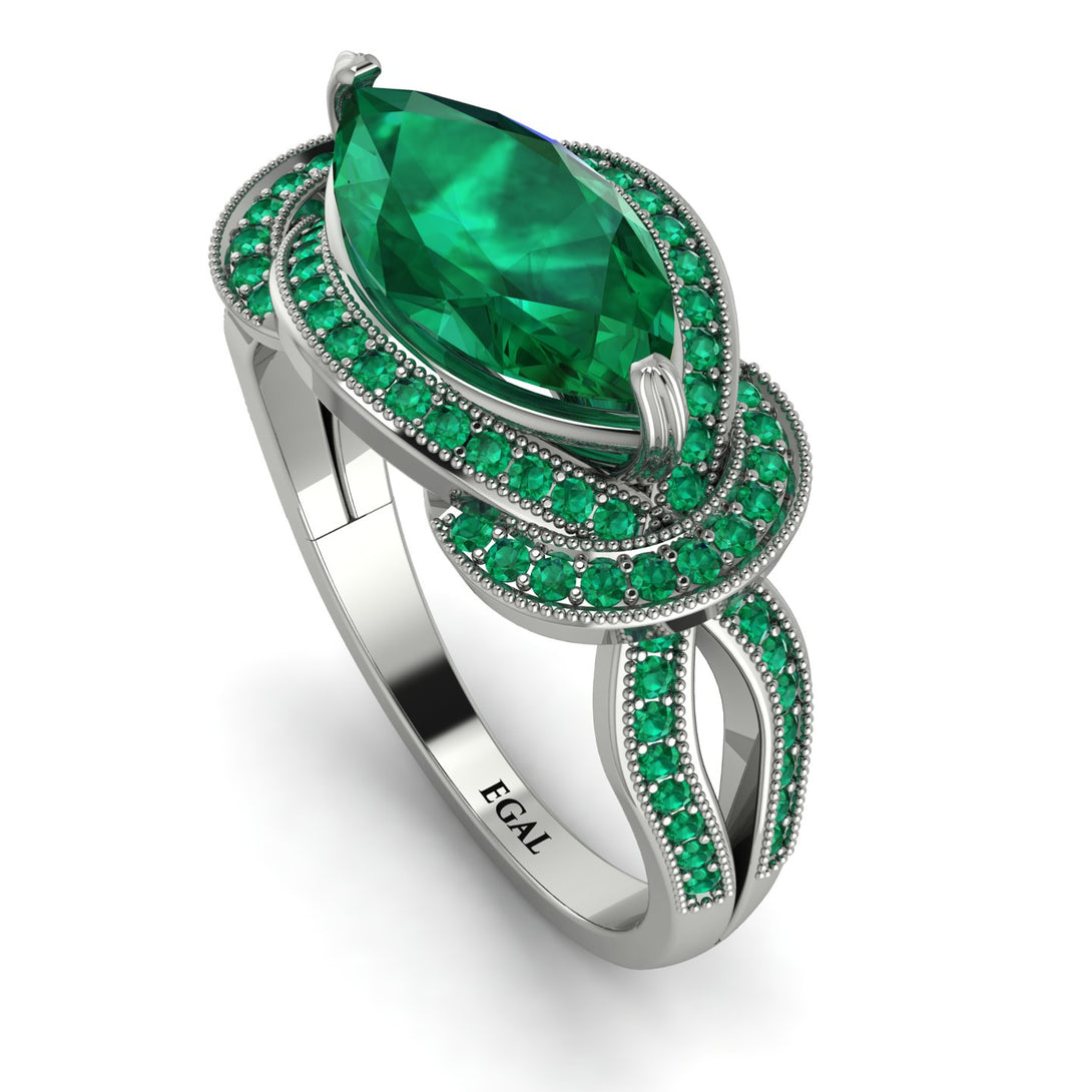 Milgrain Marquise Emerald Engagement Ring - Marley No. 21