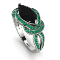 Milgrain Marquise Black Diamond Engagement Ring - Marley No. 24 image 1