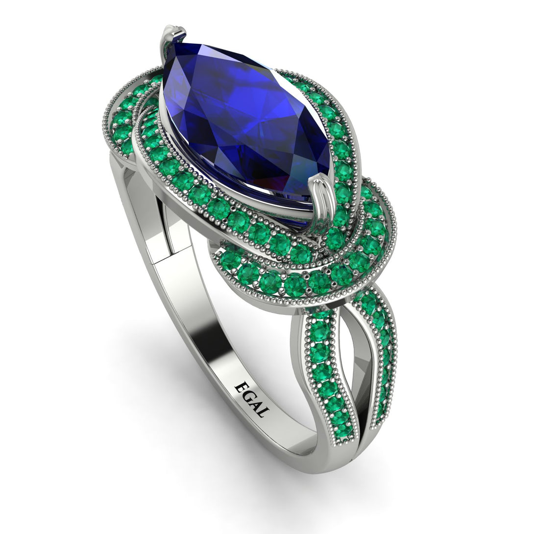 Milgrain Marquise Sapphire Engagement Ring - Marley No. 30