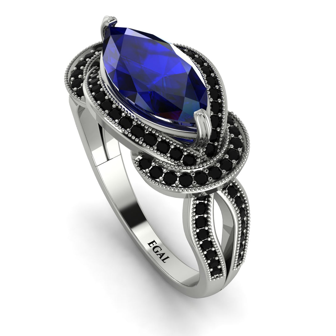 Milgrain Marquise Sapphire Engagement Ring - Marley No. 45