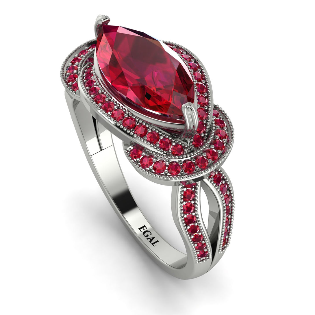 Milgrain Marquise Ruby Engagement Ring - Marley No. 57